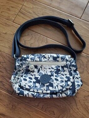 Kipling Sabian Blue Camo Mini Crossbody Bag with Silver Charm